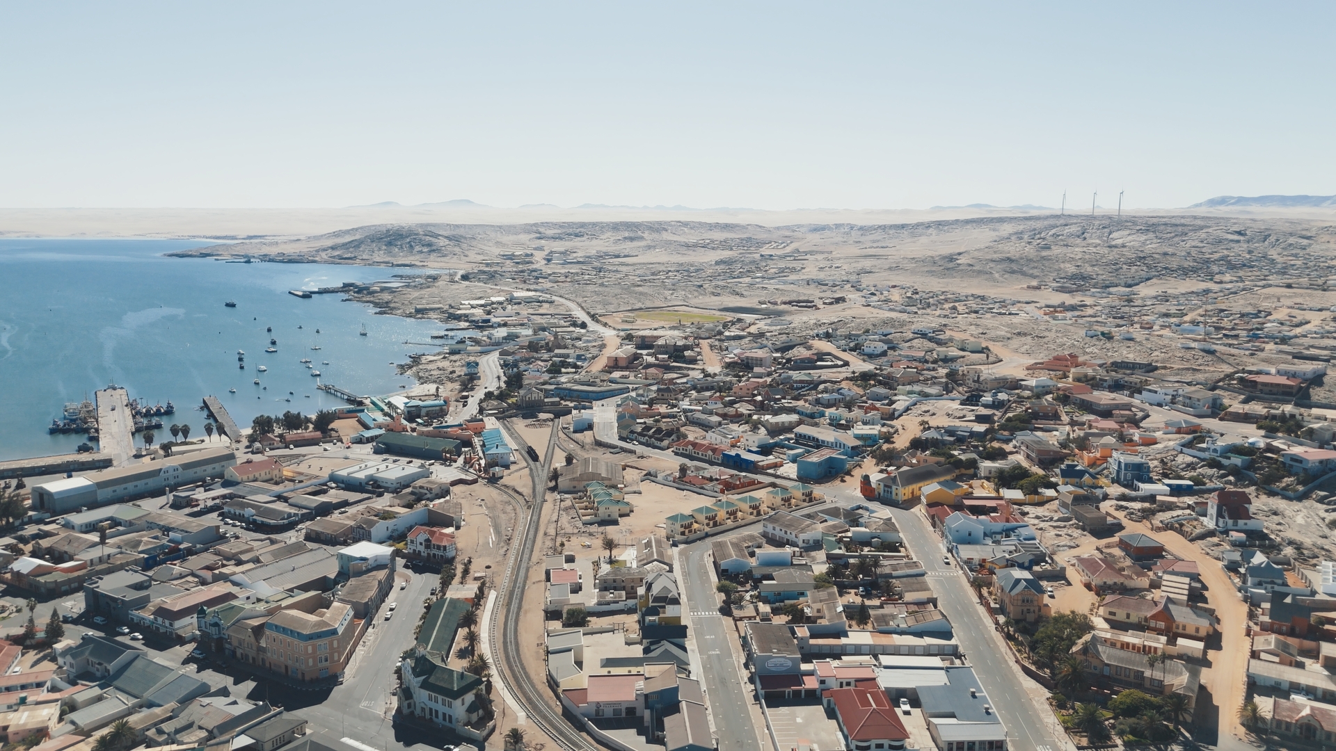 Coastal town of Luderitz with colonial architecture